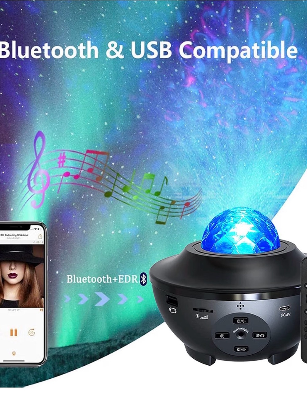 Star Night Light Projector with LED Starlight Cloud and Bluetooth Music Speaker
